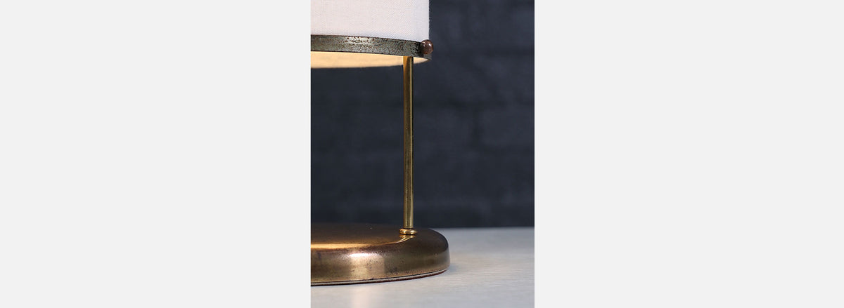 Mid-Century Modern Trident Column Style Brass Table Lamp