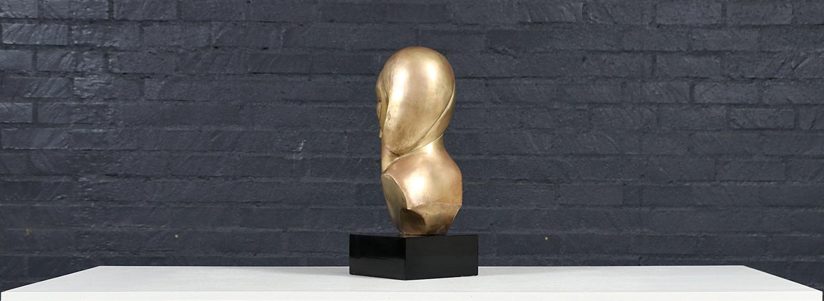 Vintage Modernist Brancusi-Inspired Bust Sculpture