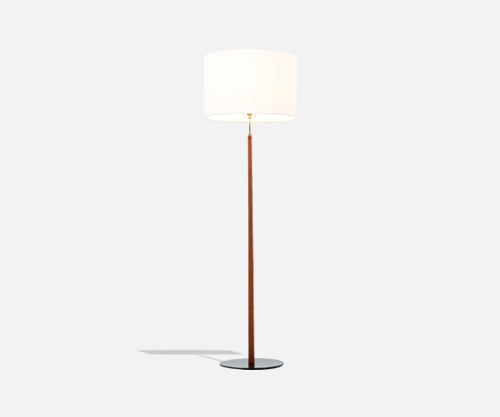 Danish Modern Height-Adjustable Teak Stem Floor Lamp with Iron Base