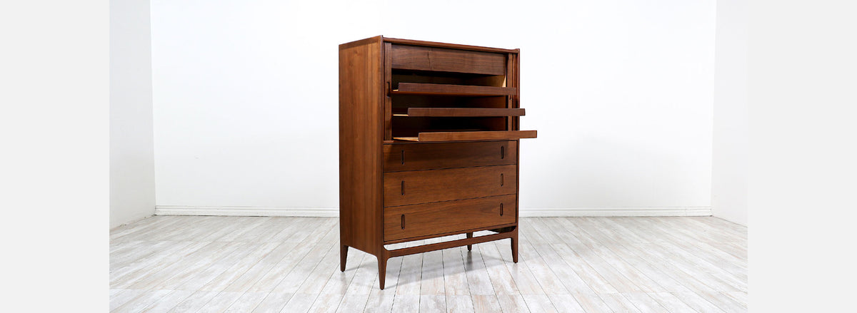 Richard Thompson Walnut Tambour-Door Chest for Glenn of California
