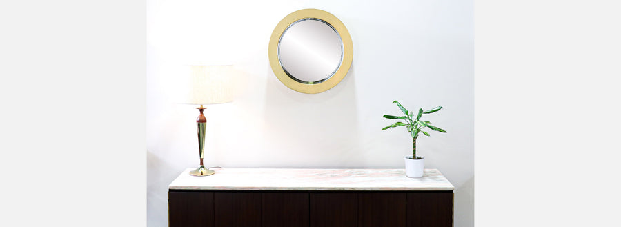 Curtis Jere Round Brass Wall Mirror for Artisan House