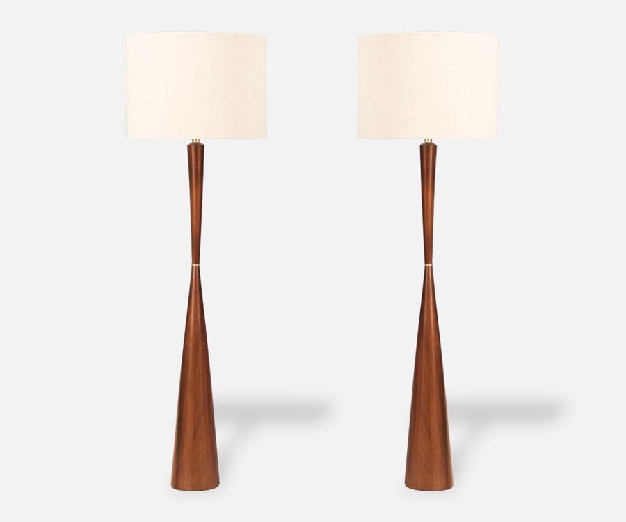 Raymond Pfennig Woodturned Walnut Floor Lamps for Zina Lamp Co.