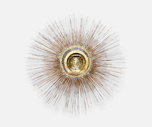 Large Vintage Bronze Sunburst Wall Sculpture by Artist Frederick Prescott, c.1980