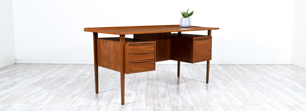 Danish Modern Executive Desk with Floating-Top by Peter Lovig Nielsen
