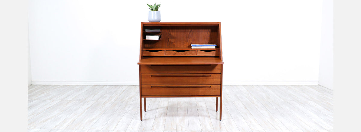 Nils Jonsson Drop-Leaf Writing Teak Desk for Torring Mobelfabrik 