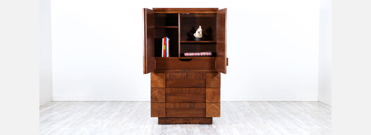 Mid-Century Modern "Stacatto" Geometric Highboy by Lane Furniture