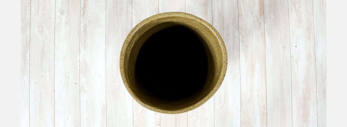 California Modern Pro Artisan Olive Green Stoneware Planter by David Cressey