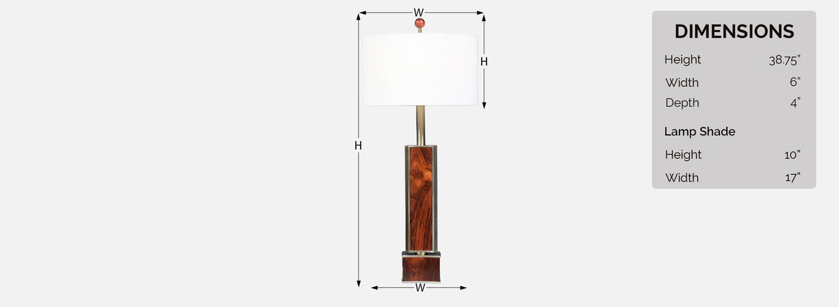 Laurel Sculptural Rosewood & Brass Table Lamp