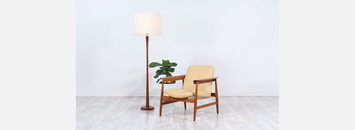 Scandinavian Modern Teak Tulip Style Floor Lamp