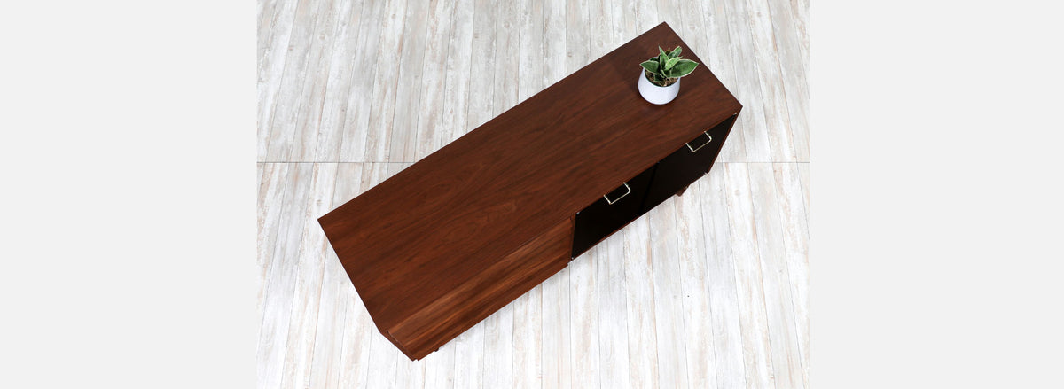 Merton Gershun Walnut Dresser with Lacquered Doors & Brass Accents