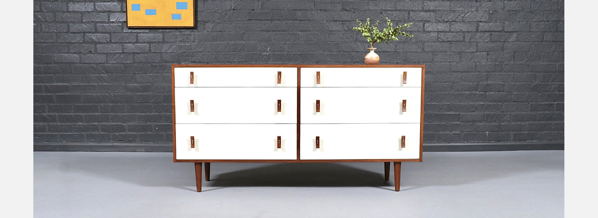 California Modern 6-Drawer Two-Tone Lacquered Dresser by Stanley Young