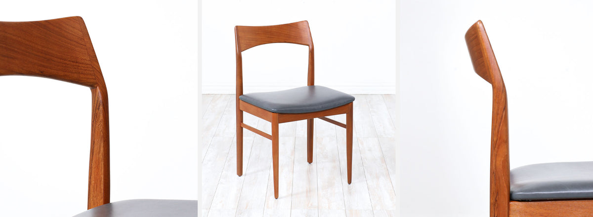 Henning Kjærnulf Teak & Leather Dining Chairs for Vejle Møbler