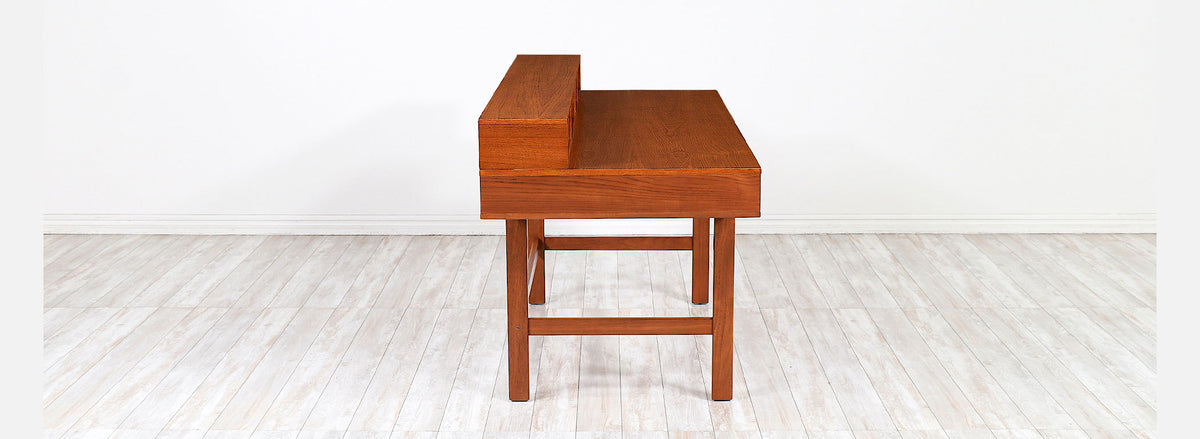 Danish Modern Flip-Top Partners Teak Desk by Peter Løvig Nielsen