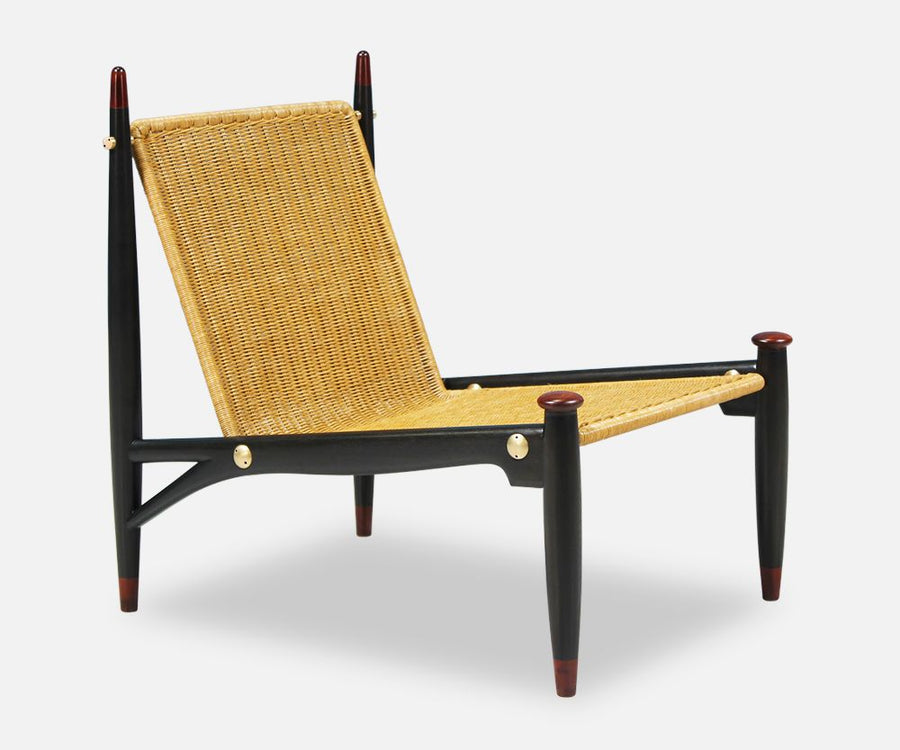 Mexican Modernist Wicker & Rosewood Lounge Chair by Frank Kyle
