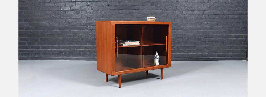 Bernhard Pedersen and Son Teak & Glass Bookcase Credenza