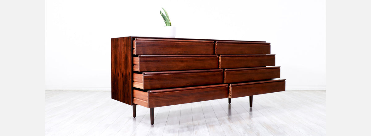 Scandinavian Modern Rosewood 8-Drawer Dresser by Westnofa