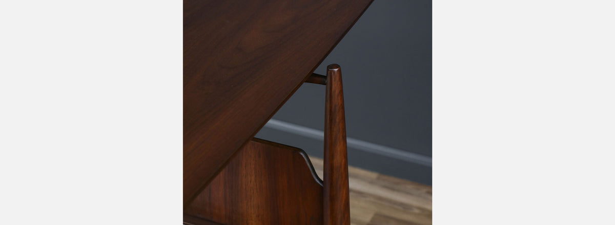 Mid-Century Modern Sculpted Walnut Tier Bookshelf