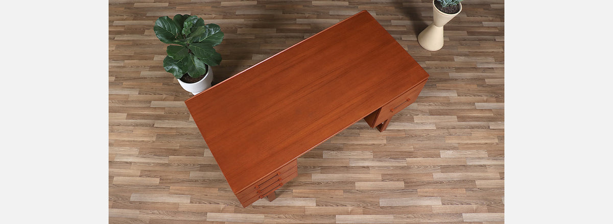 Henning Jensen & Torbin Valeur Teak Desk with Bookcase for Dyrlund
