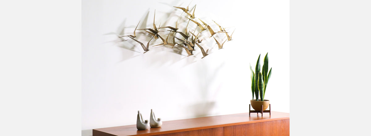 Vintage Curtis Jere "Sea Gulls" Brass Wall Sculpture for Artisan House 