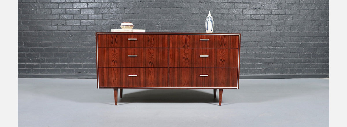 Danish Modern Rosewood Dresser w/ Steel Accents by Falster