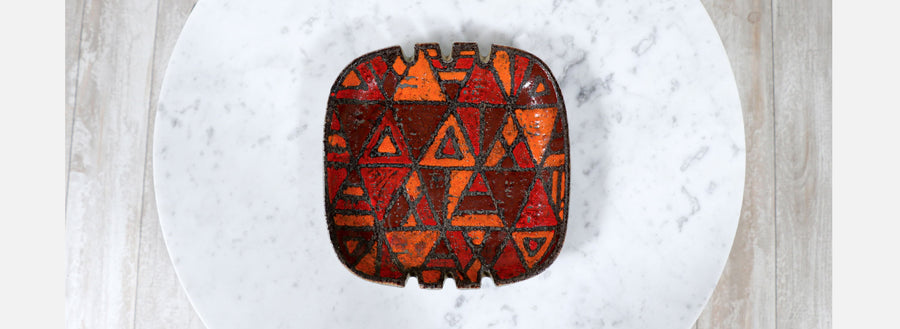 Alvino Bagni Italian Glazed Ceramic Ash Tray Plate for Raymor