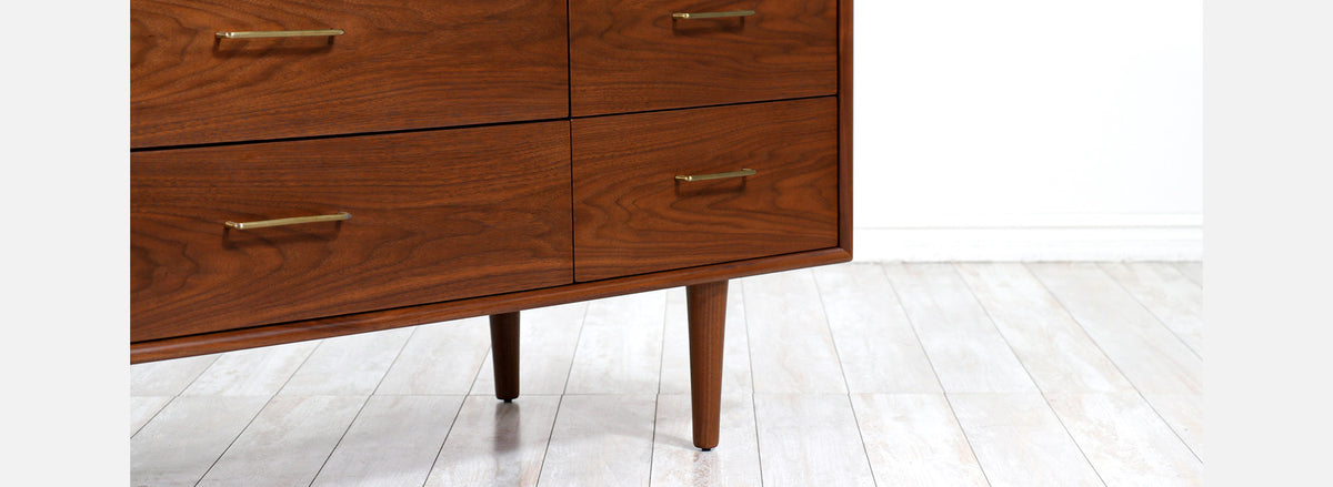 Mid-Century Modern Dresser with Brass Accent Pulls for Guild of California