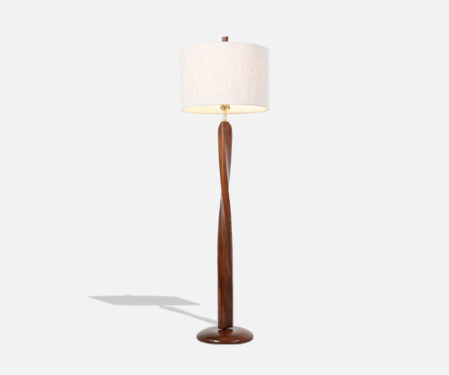 Mid-Century Modern Sculpted Walnut Floor Lamp  86432