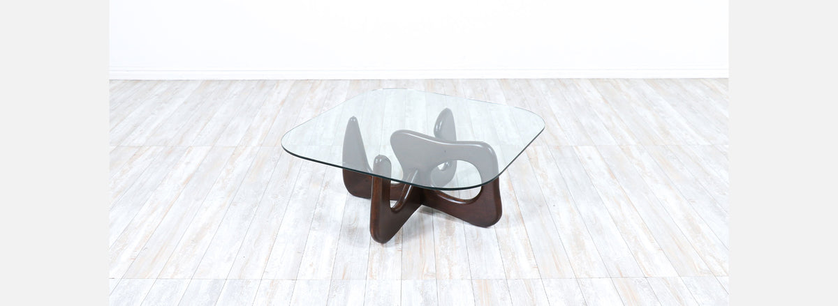 Mid-Century Modern Biomorphic Coffee Table with Glass Top 