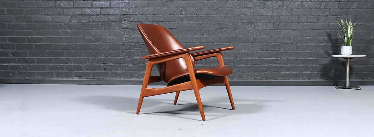 Arne Hovmand-Olsen Teak & Cognac Leather Lounge Chair for Mogens Kold