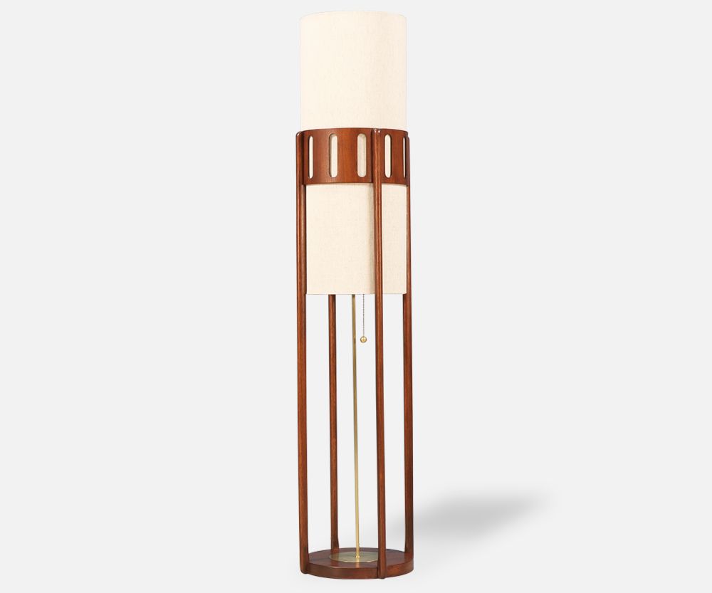 Mid-Century Sculpted Walnut Floor Lamp by Modeline