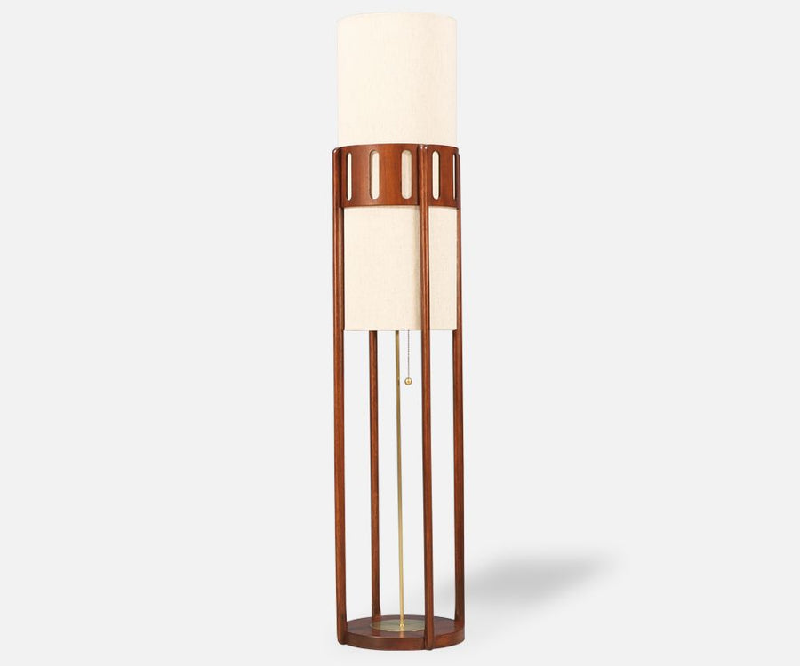 Mid-Century Sculpted Walnut Floor Lamp by Modeline