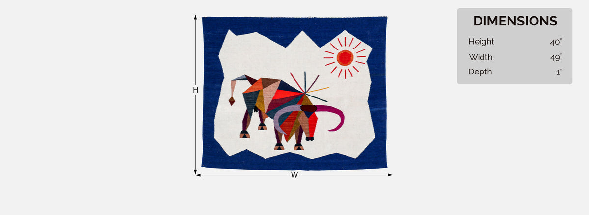 Mid-Century Modern Cubist Bull Wall Art Tapestry 