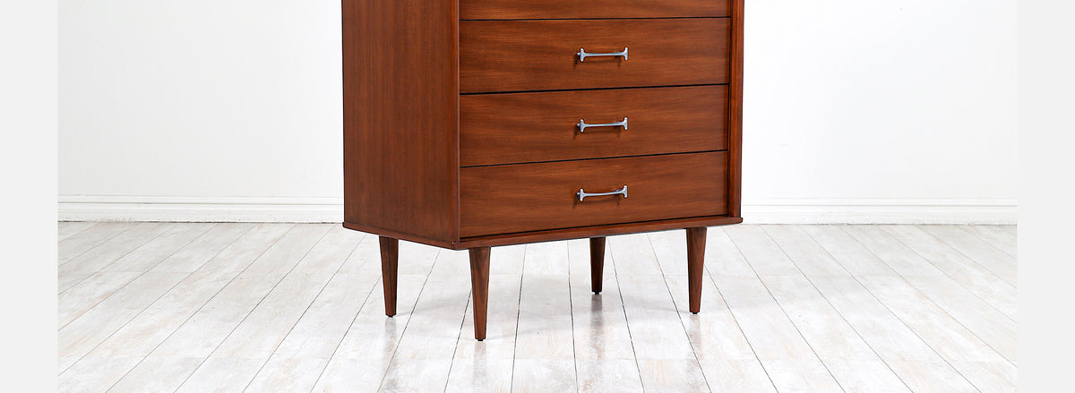 Milo Baughman Chest of Drawers with Chrome Handles for Drexel