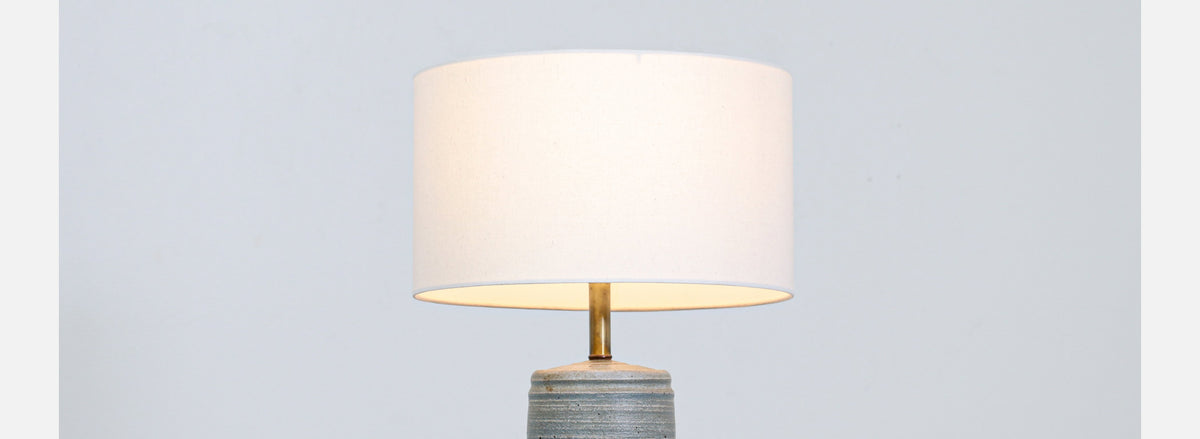 California Modern A-Series Blue Ceramic Table Lamp by Bob Kinzie