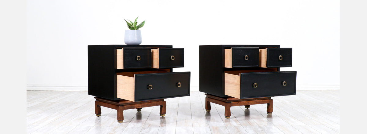 Mid-Century Modern Ebonized Night Stands by American of Martinsville