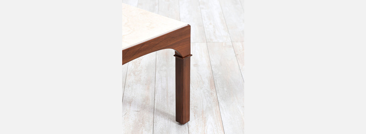 John Keal Side Table with Travertine Stone Top for Brown Saltman