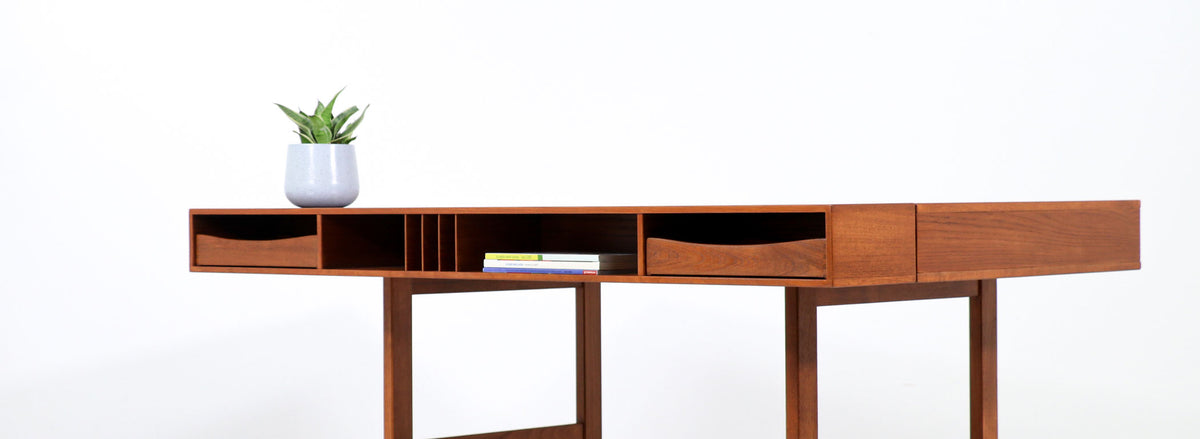 Danish Modern Flip-Top Partners Teak Desk by Peter Løvig Nielsen