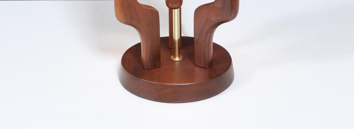 David Shreve Walnut Sculpted Table Lamps for V.H. Woolums
