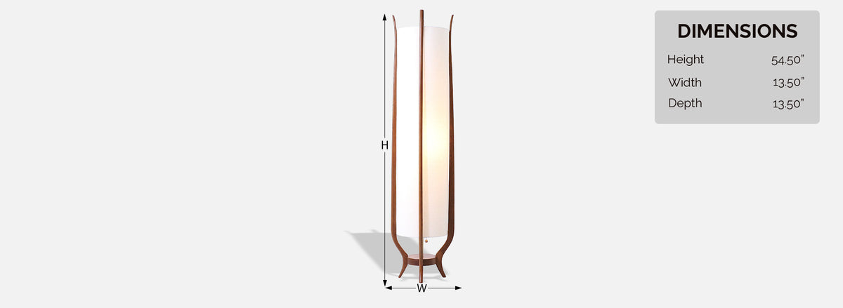 Mid-Century Modern Sculpted Floor Lamp with New Linen Shade