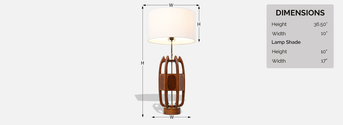 California Modern Sculpted Table Lamp with Inlaid Wood by Modeline of CA