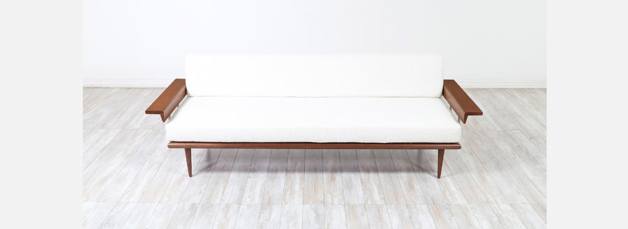 Mel Bogart Walnut & Boucle Sofa Daybed for Felmore Associates 