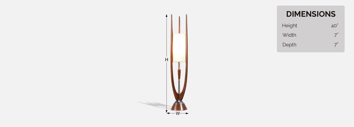 John Keal Sculpted Walnut & Chrome Table Lamps for Modeline