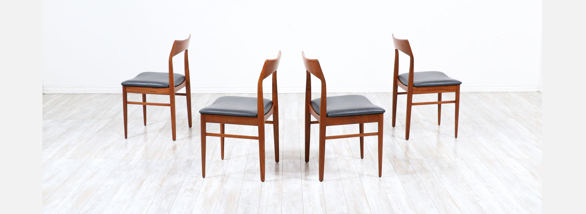 Henning Kjærnulf Teak & Leather Dining Chairs for Vejle Møbler