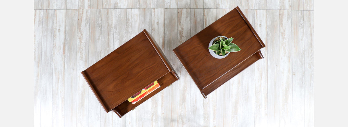 Mid-Century Modern Sculpted Night Stands by Stanley Furniture