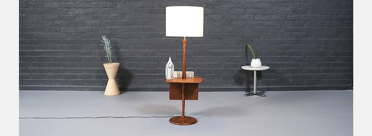 Laurel Floor Lamp w/ Removable Magazine Holder & Tray Table