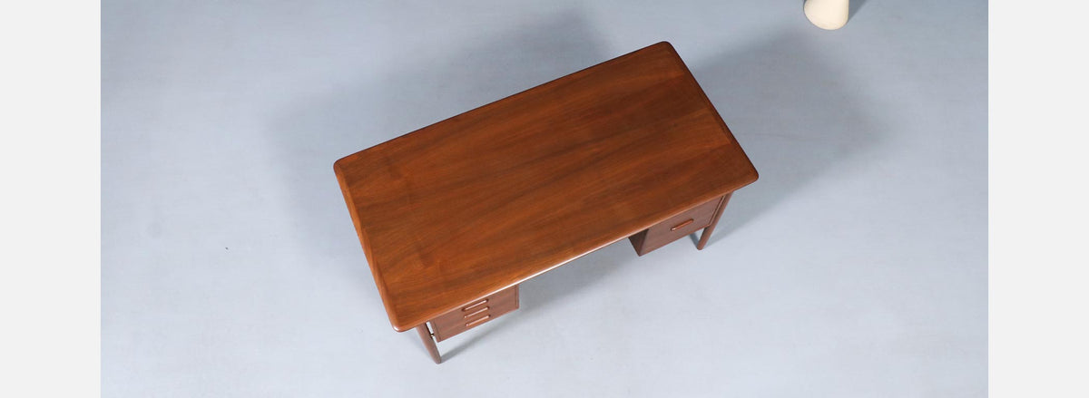Danish Modern Executive Walnut Desk by Gunnar Schwartz
