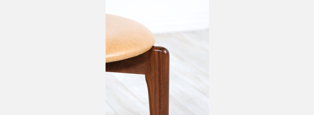 Adrian Pearsall Sculpted Walnut & Leather Stools for Craft Associates