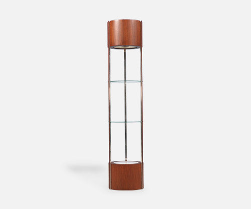 Mid-Century Modern Walnut & Steel Curio Cabinet