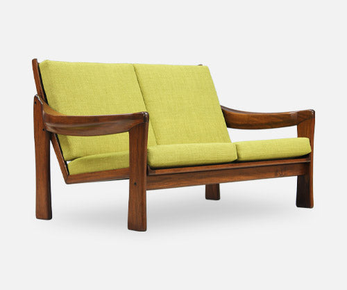 Mid-Century Modern Sculpted Wood Settee
