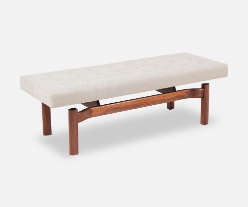 Mid-Century Modern Sculpted Floating Tufted Bench